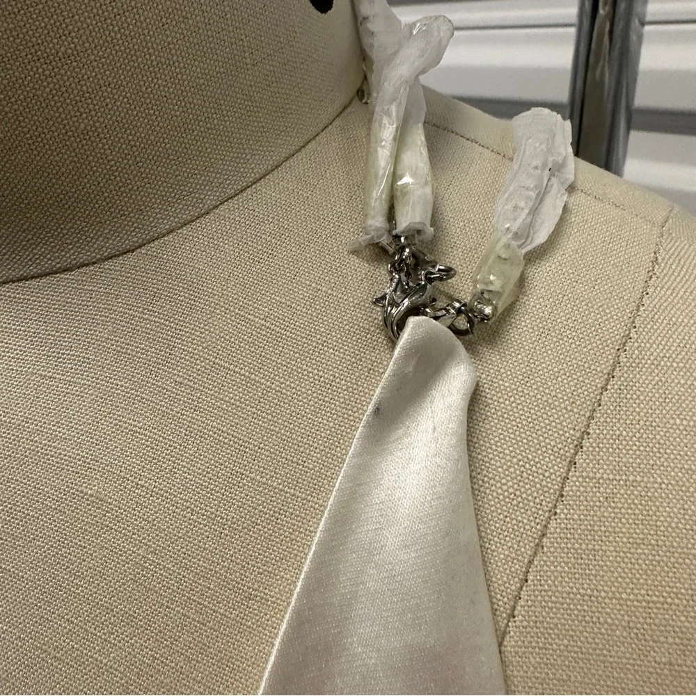 Retrofete Eve Crystal Halter Low Back Maxi Gown White - Picture 9 of 9